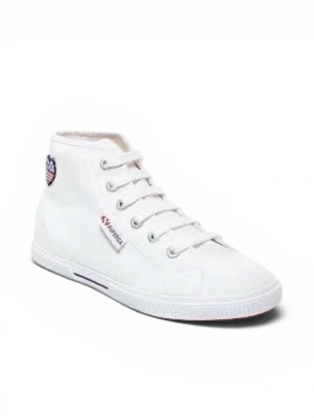Superga 2952 White Canvas High-Top Sneaker w/ American Flag Heart Sz EU 39